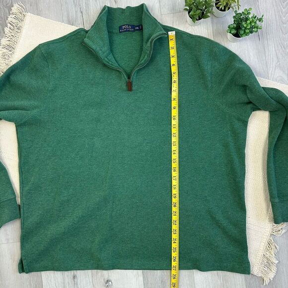 Polo Ralph Lauren 1/4 Zip Pullover Sweatshirt Men XL Green Mock Neck Pony READ - Picture 10 of 11